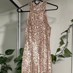 High neck strapless sequin bodysuit